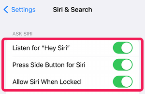 Ensure Siri is turned on