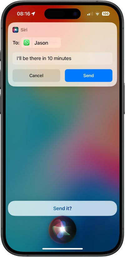 Send a WhatsApp message with Siri