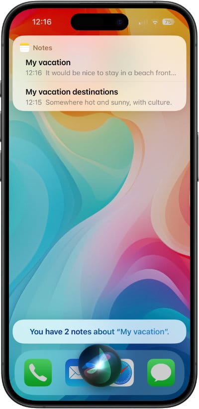 Find notes with Siri