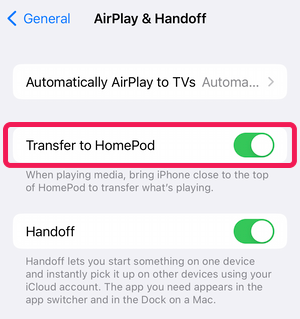 Transfer to HomePod