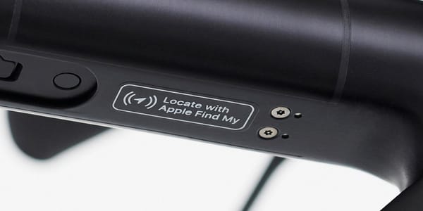 Bicycle frame with Apple Find My logo attached