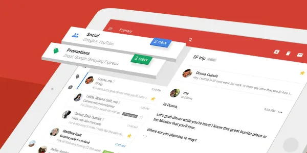 Screenshot of Gmail on an iPad