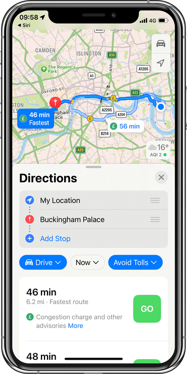 Get directions using Siri and Maps